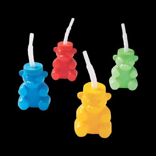 8 Oz Bear Shaped Cups with Straws