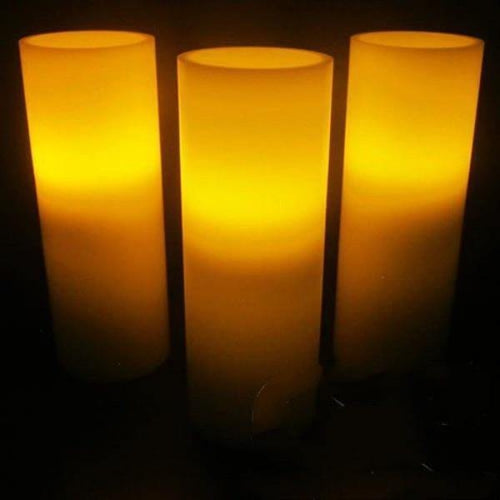 8 Inch LED Flameless Pillar Candles - Pack of 3