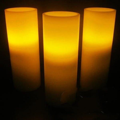 8 Inch LED Flameless Pillar Candles - Pack of 3