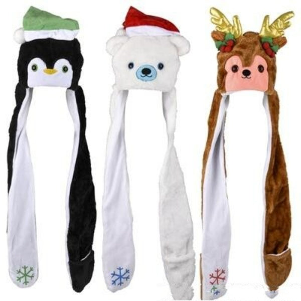 35" Christmas Plush Hoodie Scarf Hat