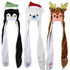 35" Christmas Plush Hoodie Scarf Hat