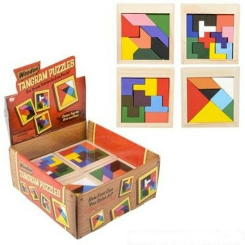 4 Wooden Tangram Puzzles 24Pcs Displays