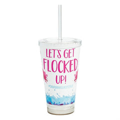 Personalized Flamingle Tumbler With Straw