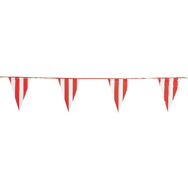 Plastic Red & White Pennant Banner - 100 Feet