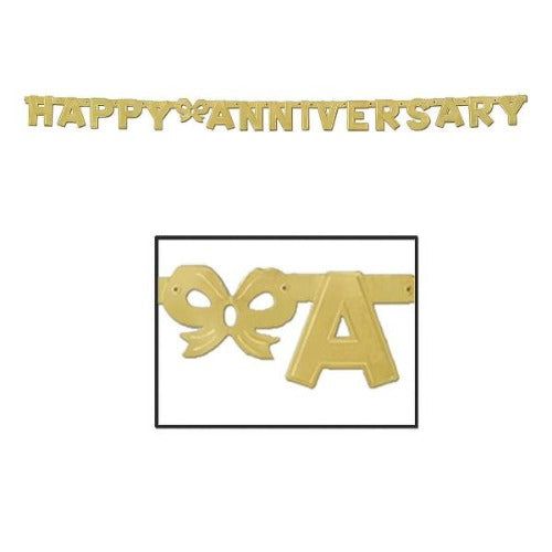 Gold Happy Anniversary Letter Banner