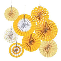 Yellow Hanging Paper Fan Assortment