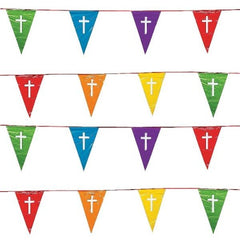 Plastic Religious Cross Pennant Banner - 100 Feet