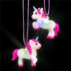 2.5 Inch LED Light Up Unicorn Necklaces