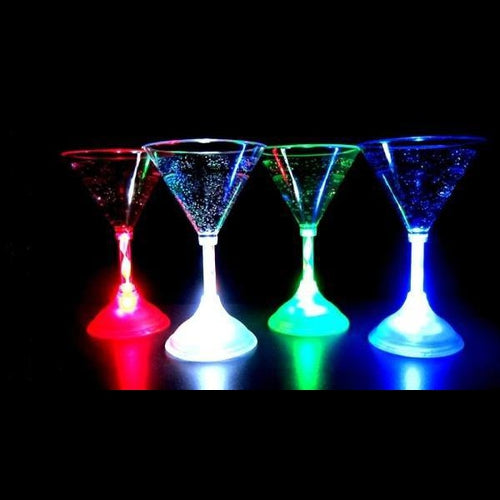 LED Light Up Flashing 7 Oz Martini Glasses