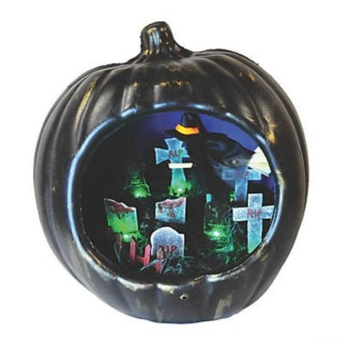 Pumpkin Lamp with Flying Witch Halloween Decoration