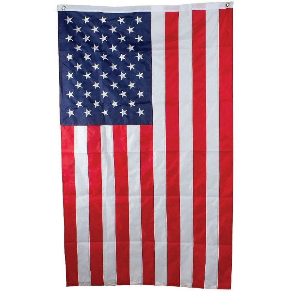 Red and Blue Patriotic Embroidered American Flag with Grommets 3' x 5'