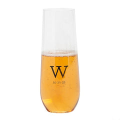 Personalized Monogram Stemless Plastic Champagne Flutes
