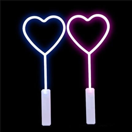 18" Neon Style Light Up Heart Wand - Pack of 2 Wands | PartyGlowz
