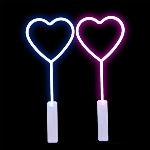 18" Neon Style Light Up Heart Wand - Pack of 2 Wands | PartyGlowz