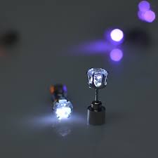 LED Light Up White Diamond Shape Stud Earrings