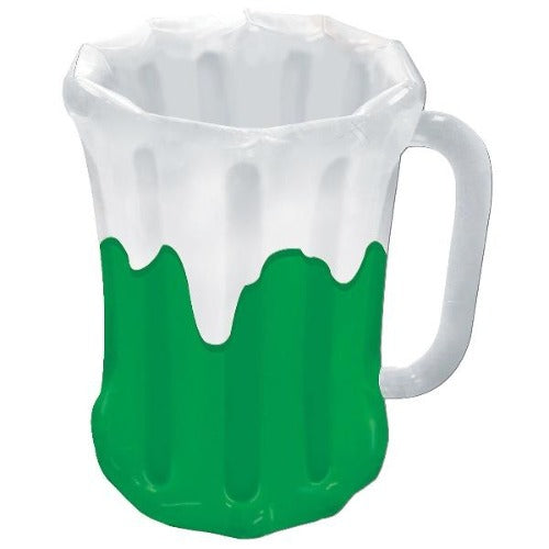 12 Oz Green & White Inflatable Beer Mug Cooler