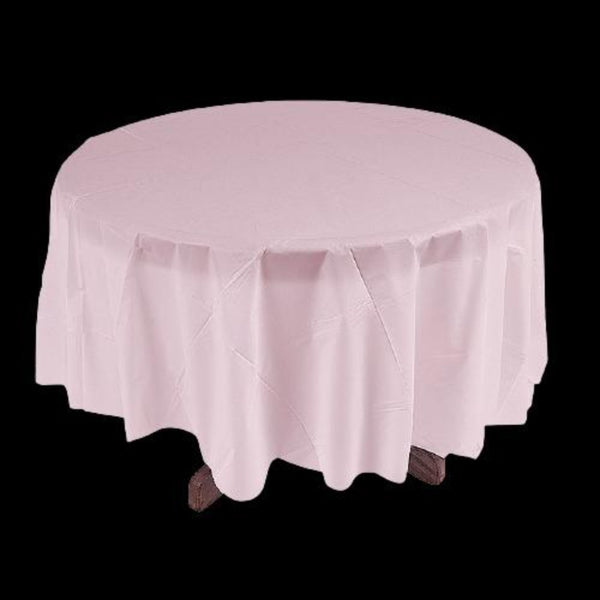 Light Pink Round Plastic Tablecloth