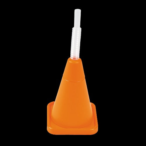 Construction Cone Molded Cups with Straws - 4 Oz
