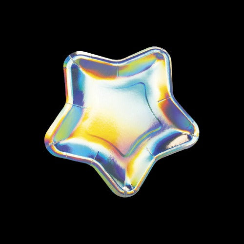 Iridescent Out of This World Star Paper Dessert Plates