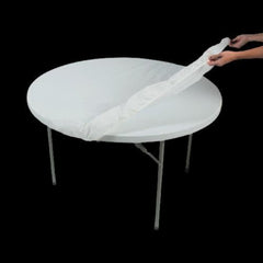 White Fitted Round Plastic Tablecloth