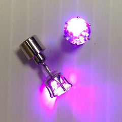 LED Light Up Purple Diamond Shape Stud Earrings