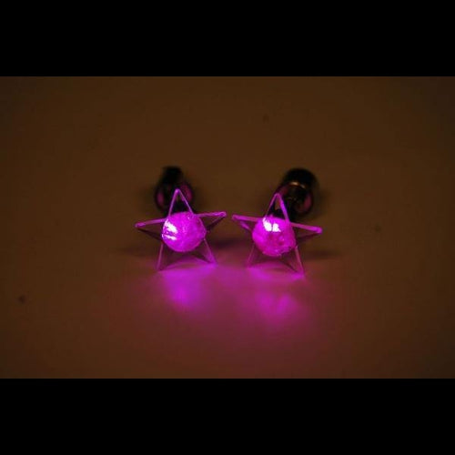 LED Light Up Pink Star Stud Earrings