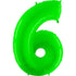 40" Number 6 - Neon Lime Green Foil Mylar Balloon