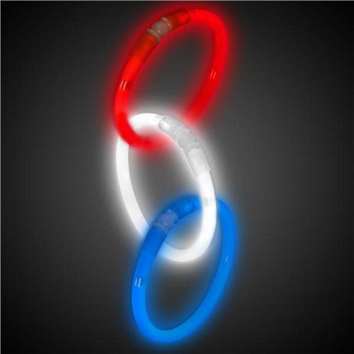 22 Inch Premium Jumbo Patriotic Glow Stick Necklaces - Red White Blue