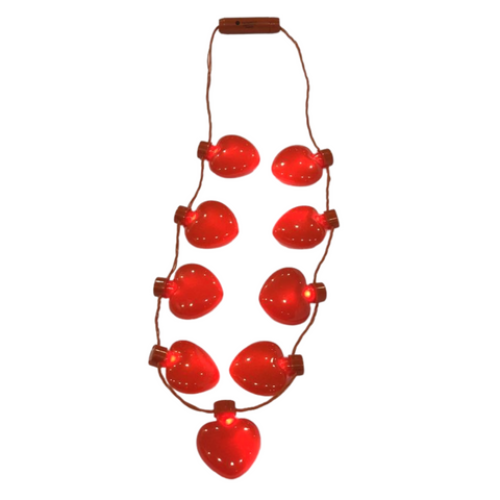 LED Jumbo Red Heart Necklace with 9 Hearts