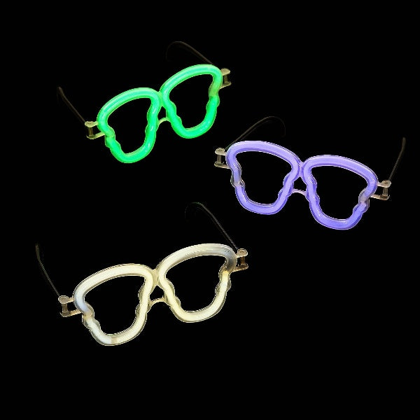 Kids Skull-Shaped Glow Eyeglasses - Pack of 12 Eye Glasses