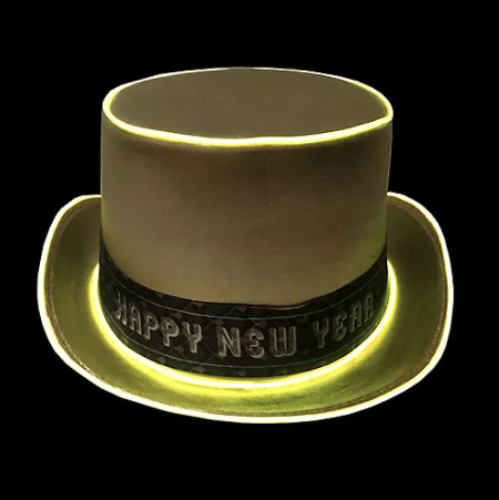 Light Up Gold Happy New Year Top Hat