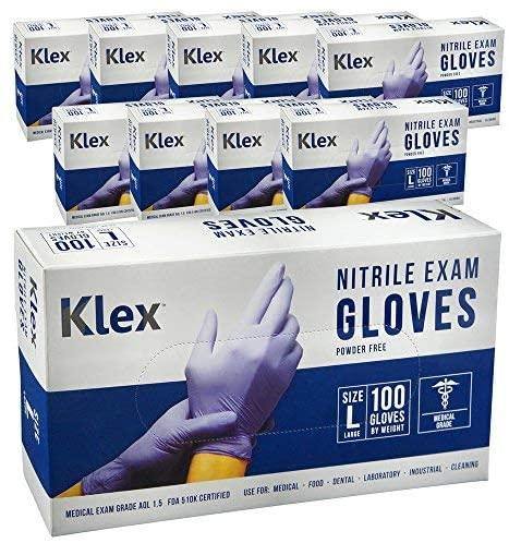Nitrile Exam Gloves - Medical Grade, Powder Free, Latex Rubber Free, Disposable, Food Safe-Light Violet- Large Size- 100 Ct. Pack of 10