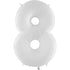 40" Party Brands Number 8 - White Foil Mylar Number Balloon
