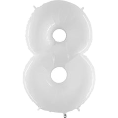 40" Party Brands Number 8 - White Foil Mylar Number Balloon