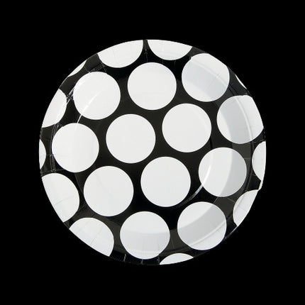 Large Black Polka Dot Paper Dinner Plates