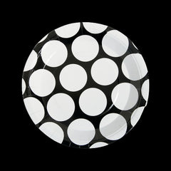 Large Black Polka Dot Paper Dinner Plates