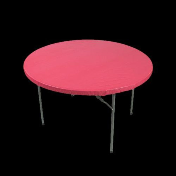 Red Fitted Round Plastic Tablecloth