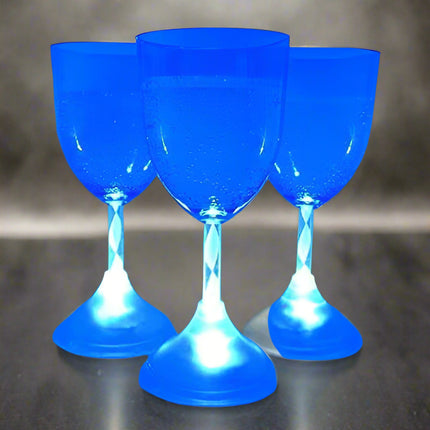 LED Light Up Blue Flashing 11 oz Wine Glasses