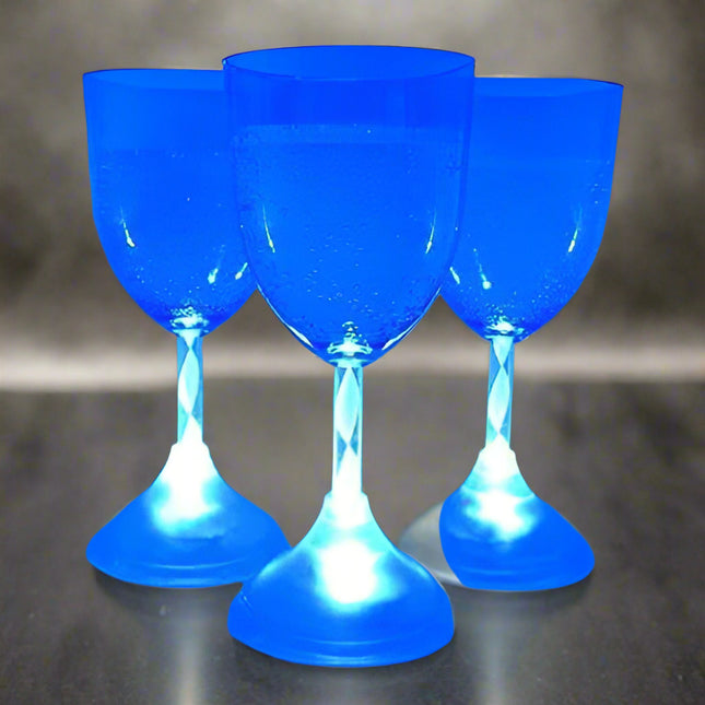 LED Light Up Blue Flashing 11 oz Wine Glasses