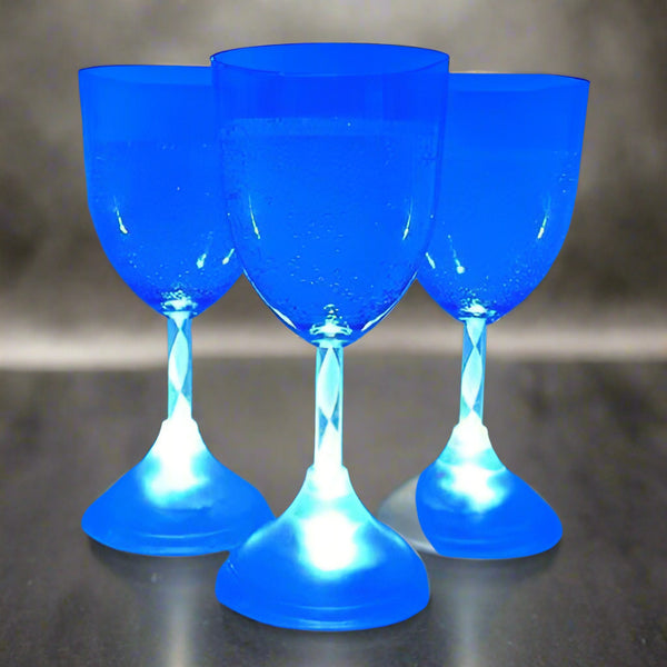 LED Light Up Blue Flashing 11 oz Wine Glasses