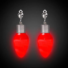 LED Light Up Red Bulb Clip-On Earrings - 1 Set Per Pack