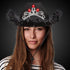 LED Light Up Black Feather Cowboy Hat With Tiara