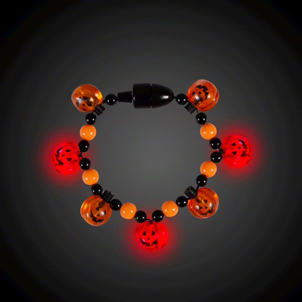 LED Light Up Bead Pumpkin Bracelet 1 Pc | PartyGlowz