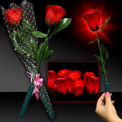 LED Light Up Red Roses - 12 Per Pack