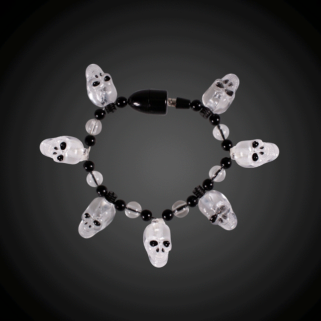 LED Light Up Skull Bead Bracelet 1 Pc | PartyGlowz