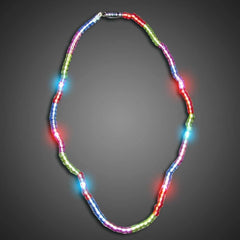 LED Light Up Flashing Mardi Gras Beads Necklace - Multi-Color