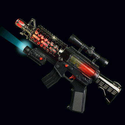 LED Light Up Spring Action Blaster - 13 Inch Battery Operated Toy with Flashlight