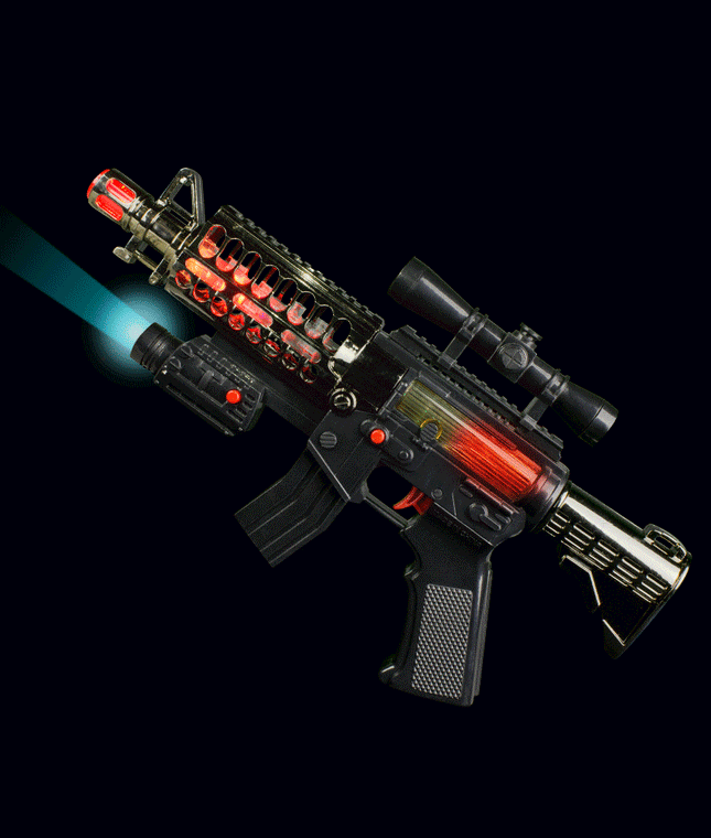 LED Light Up Spring Action Blaster - 13 Inch Battery Operated Toy with Flashlight