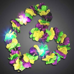 LED Flashing Mardi Gras Flower Lei Necklace