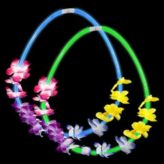 22 Inch Flower Lei Glow Necklaces - Assorted Colors
